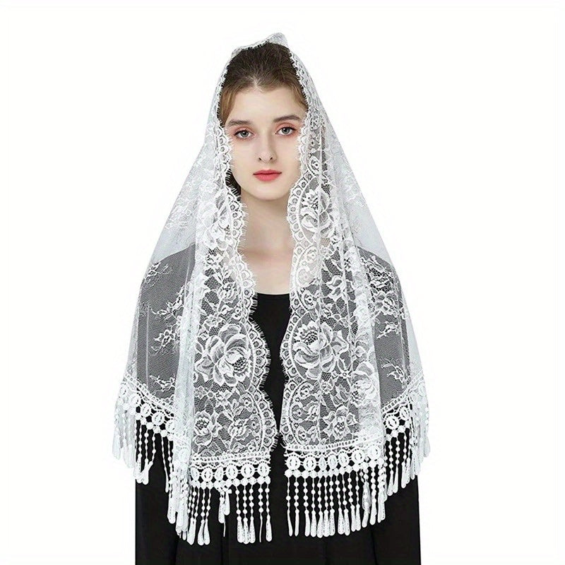 Bridal Mantilla Veil Ivory Lace Polyester Fiber