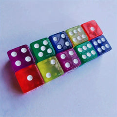 50pcs 16mm Transparent Square Corner Dice 6 Sided Game Acrylic Dice