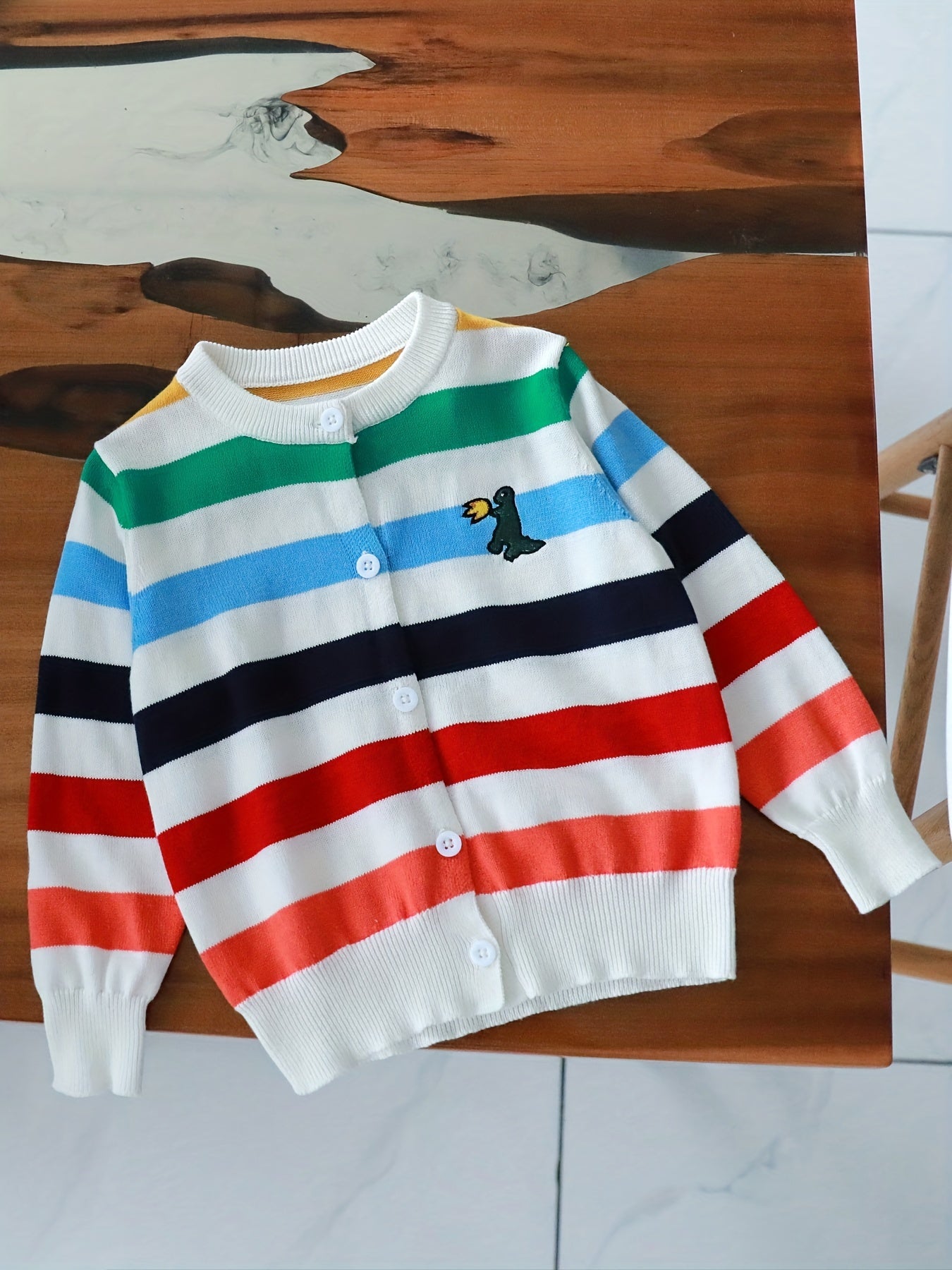 Stripe Print Boys Pullover Sweater Long Sleeve Crew Neck Top