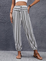 Striped Print Drawstring Joggers for Women