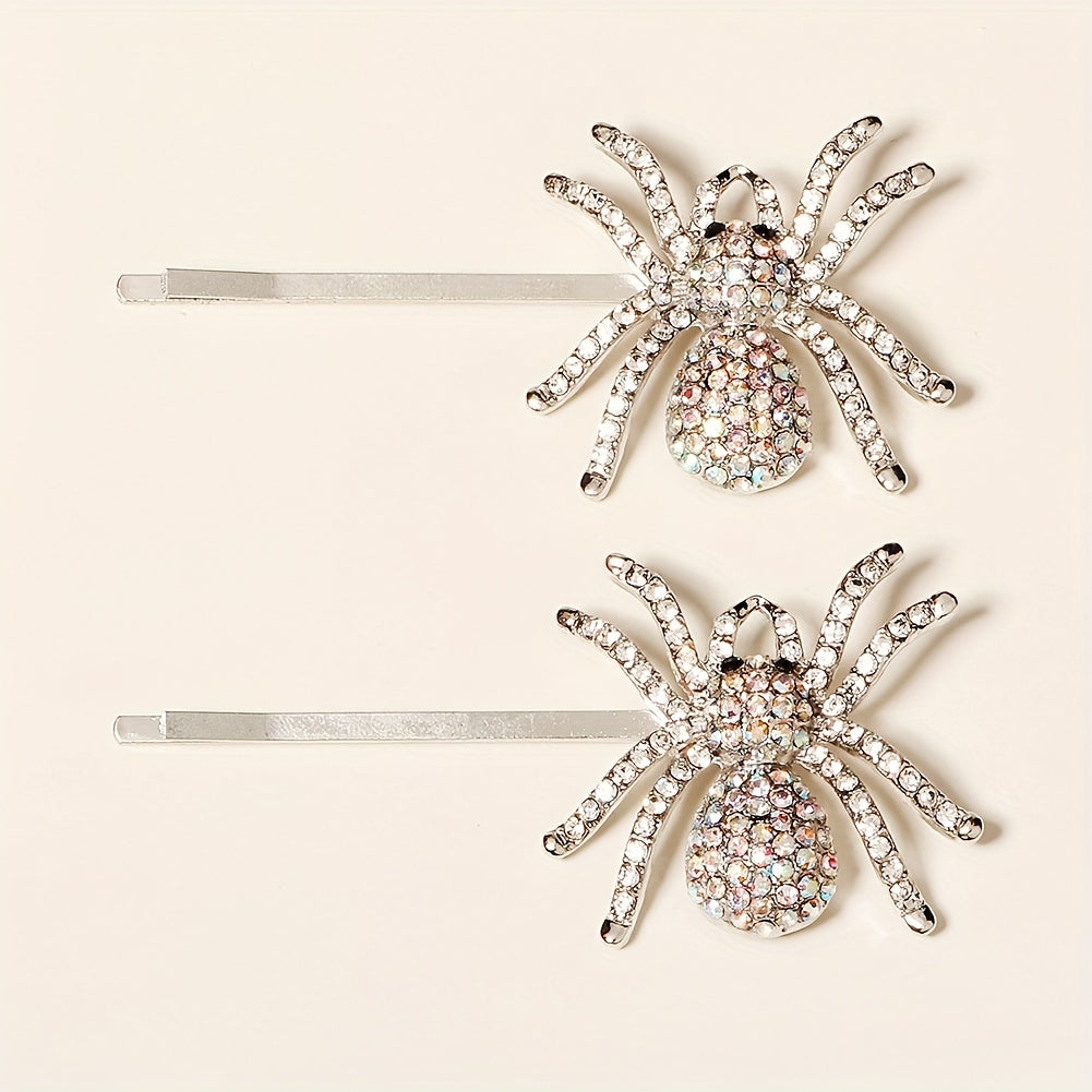 2pcs Rhinestone Spider Bobby Pin Bangs Clip Side Clip