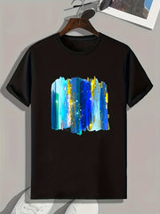 Shining Stripe Print Men's Graphic T-shirt for Summer