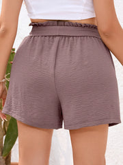 Casual Shorts Women's Plus Textured Loose Fit Shorts With Belt