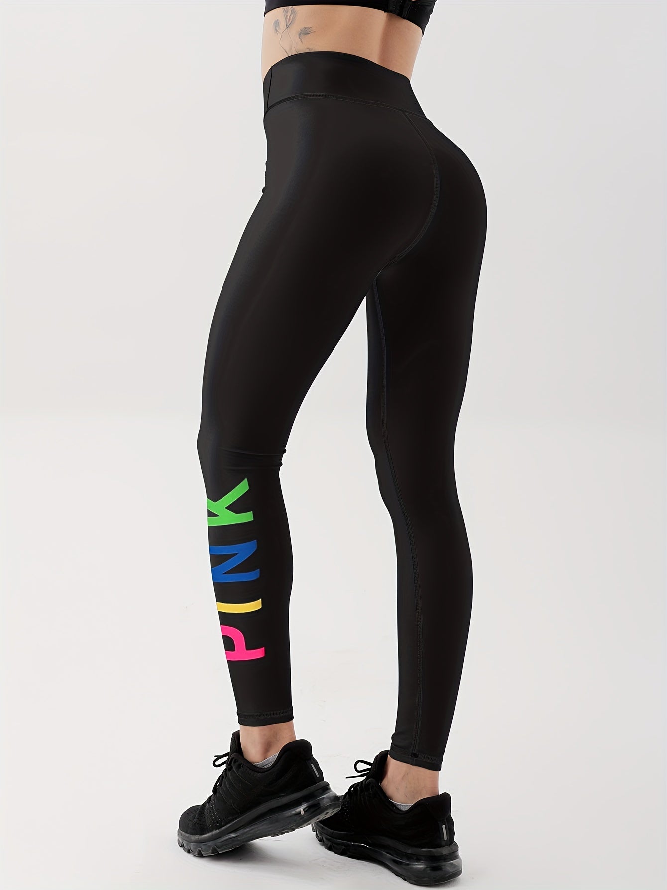 Letter Print Yoga Pants High Stretch Leggings
