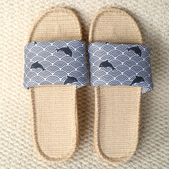 Women's Cartoon Slippers Open Toe Linen Sandals Summer Lightweight Beach Shoes