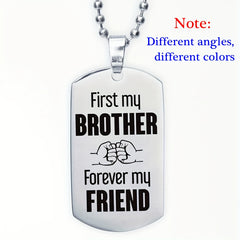 Silvery Letters Detail Tag Necklace For Brother
