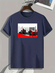 Architecture Print Men's Comfy T shirt Active Slightly Stretch Tee