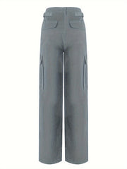 High Waist Cargo Pants Straight Leg Overalls Women