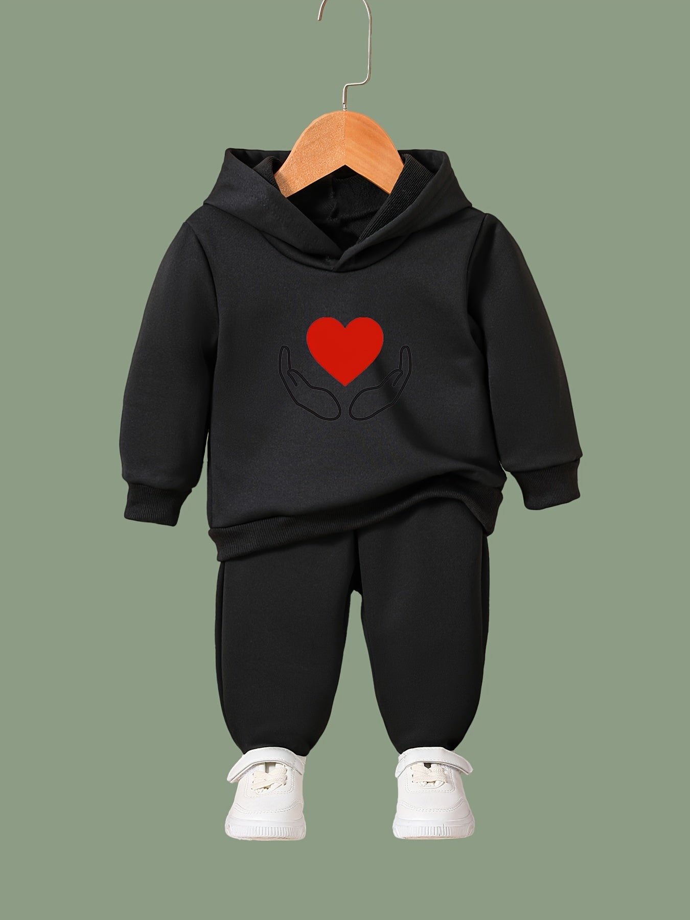 OERYUI Heart Print Hoodies Pants Set For Spring Fall Sports Christmas Gift
