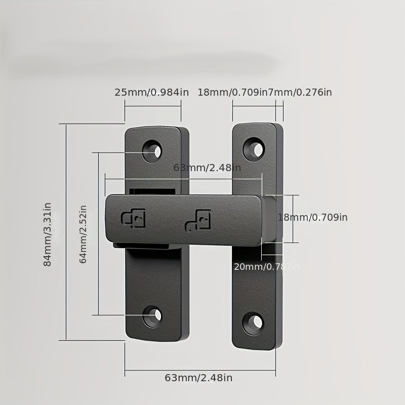 Anti-Theft Sliding Door Latch No Punch Bathroom Bedroom Office Accessory