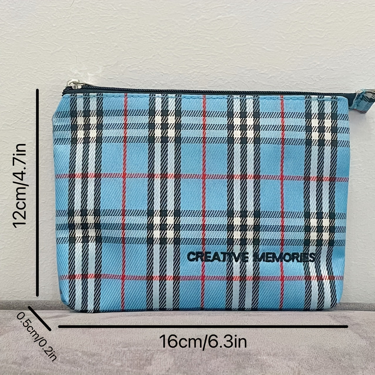 Men's Plaid Clutch Bag Business Card Zipper Coin Purse