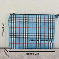 Men's Plaid Clutch Bag Business Card Zipper Coin Purse