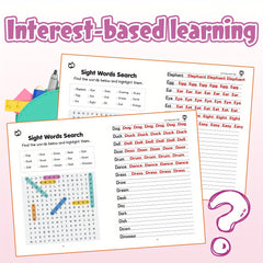 Interactive Word Puzzle Book for Kids Ages 6-12 Animals Food Family