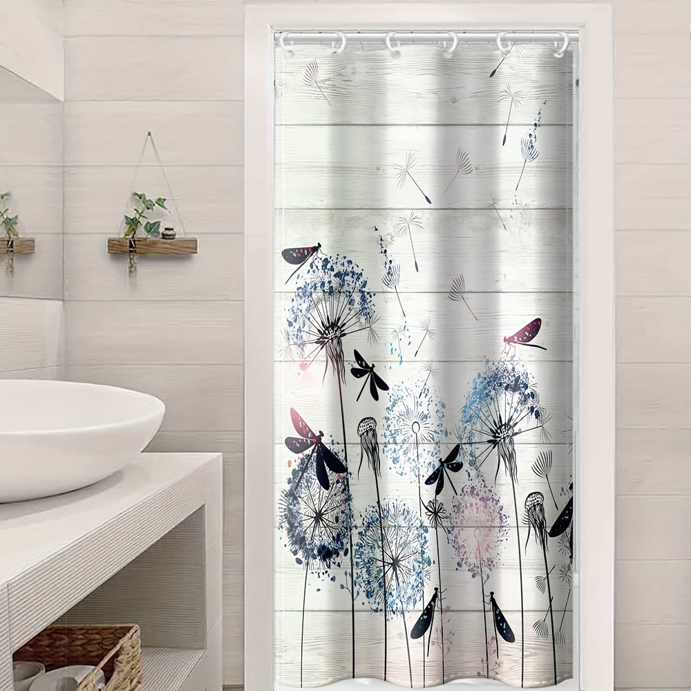 Dandelion Pattern Shower Curtain Waterproof Fabric Bath Curtain