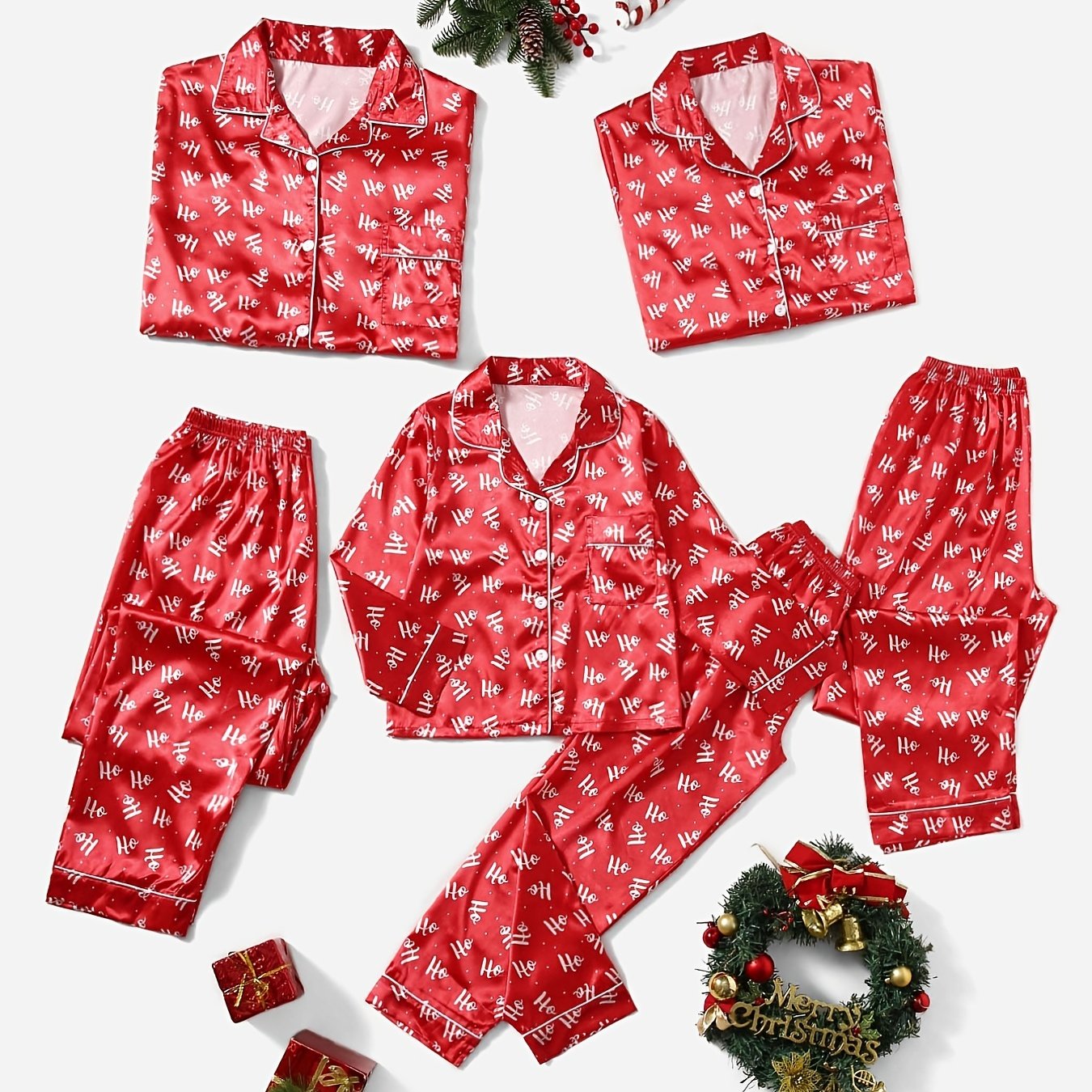 2pcs Girls Christmas Red Pajamas Set
