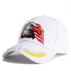 Men's Eagle & Flag Embroidered Baseball Cap, Adjustable Trucker Hat