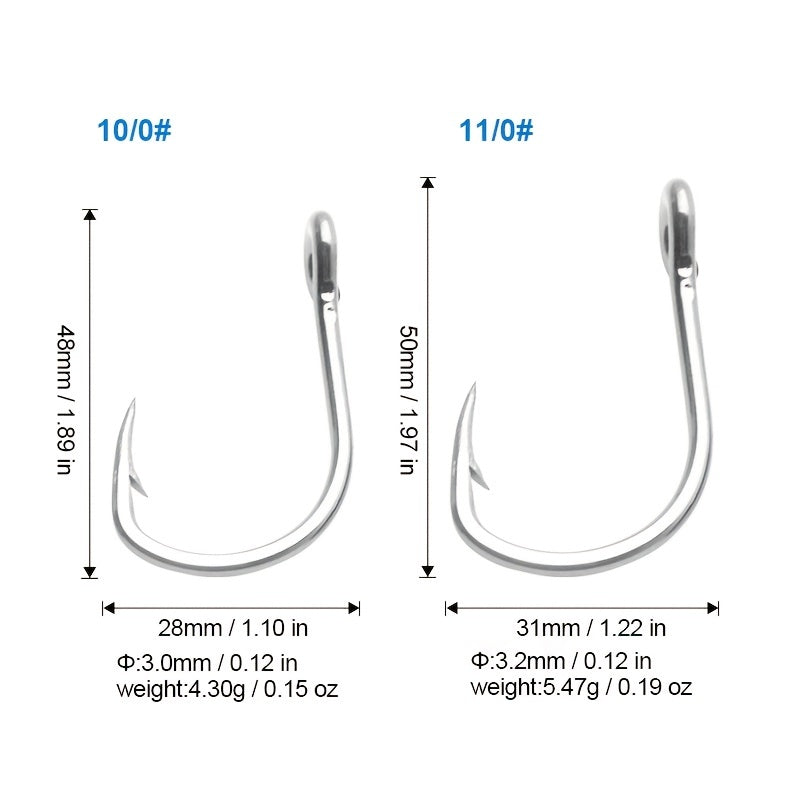 10pcs Large Shark Hook 10827 Stainless Steel Hook for Sturgeon Tuna