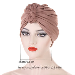 Solid Twist Braided Turban Cap Head Wrap Chemo Cap