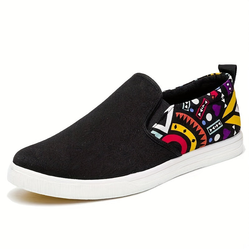 Men's Graphic Canvas Loafer Shoes Lightweight Slip On Sneakers