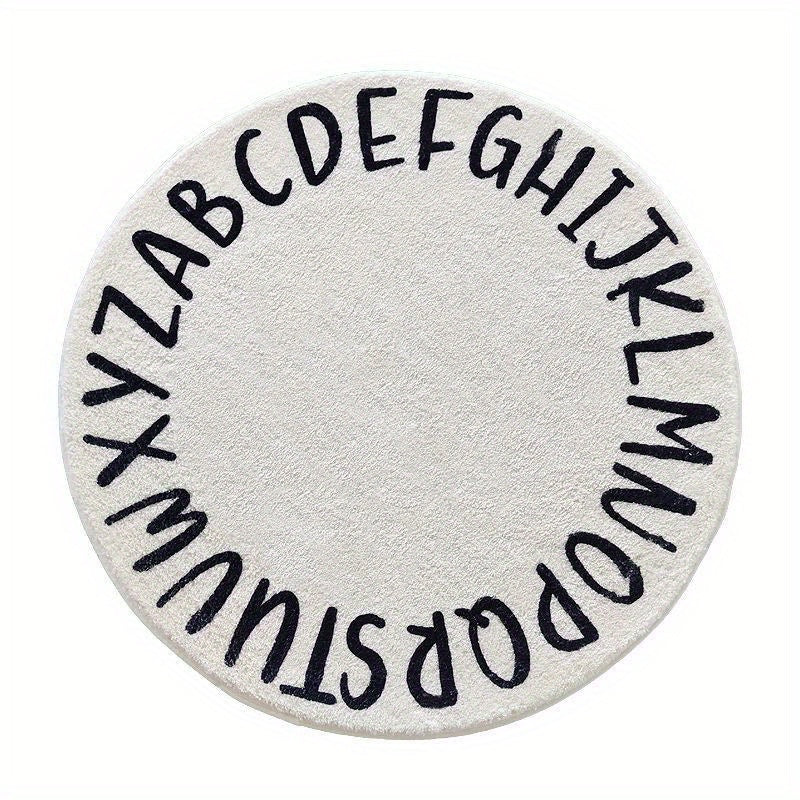 Soft Colorful Alphabet Shaggy Round Rug for Bedroom & Living Room