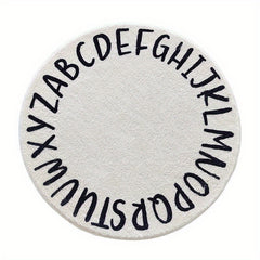 Soft Colorful Alphabet Shaggy Round Rug for Bedroom & Living Room