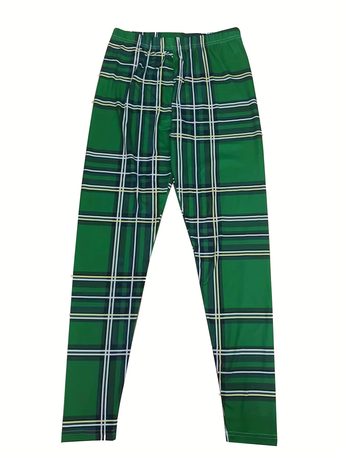 Plaid Print Skinny Leggings Stretchy Casual Leggings
