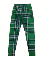 Plaid Print Skinny Leggings Stretchy Casual Leggings