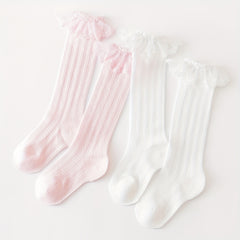 Toddler Girls Lace Trim Princess Over the Calf Socks