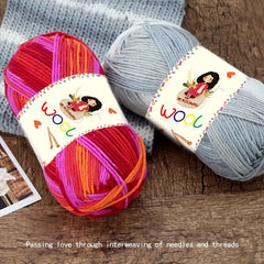 2pcs Gradient Wool Medium Thick Thread for Scarves Hats Clothing Weaving