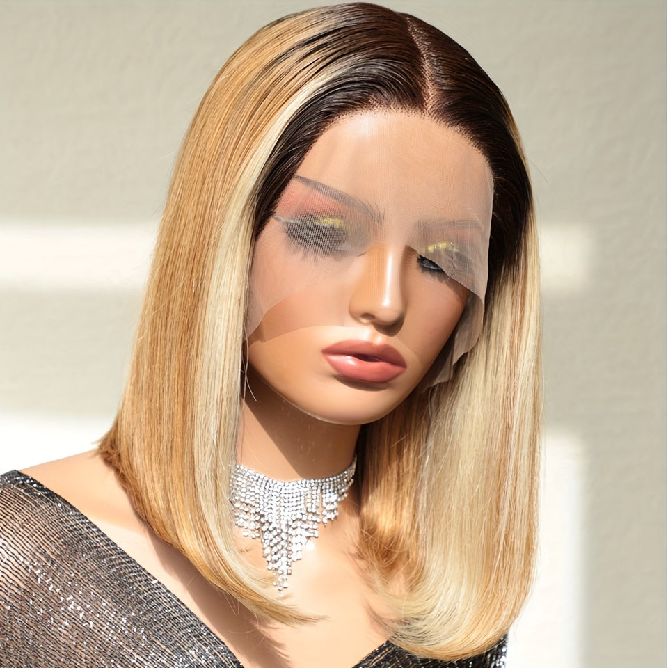 Honey Blonde Bob Wig Human Hair Lace Front Wig for Women