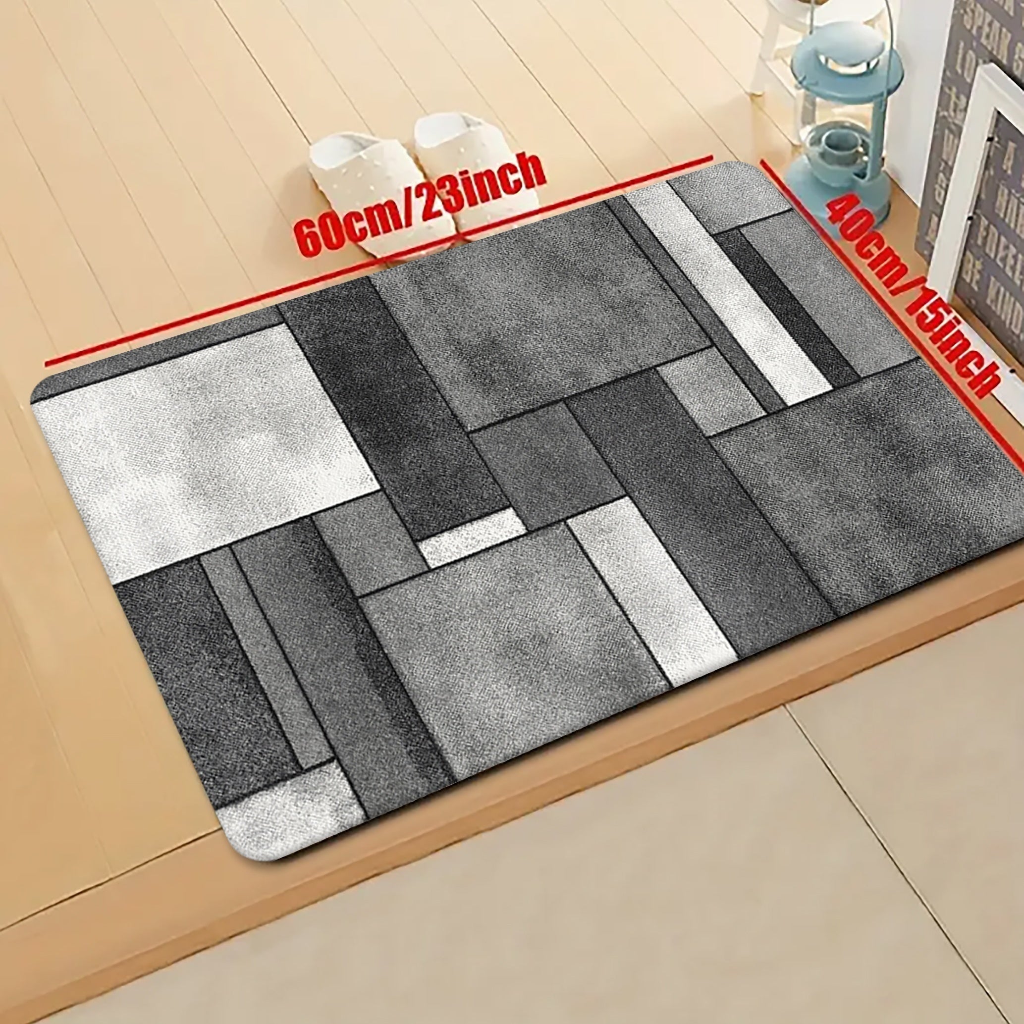 Geometric Print Kitchen Mat Non Slip Waterproof Machine Washable
