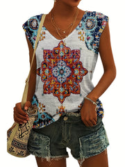 Floral Print V-Neck Tank Top for Women