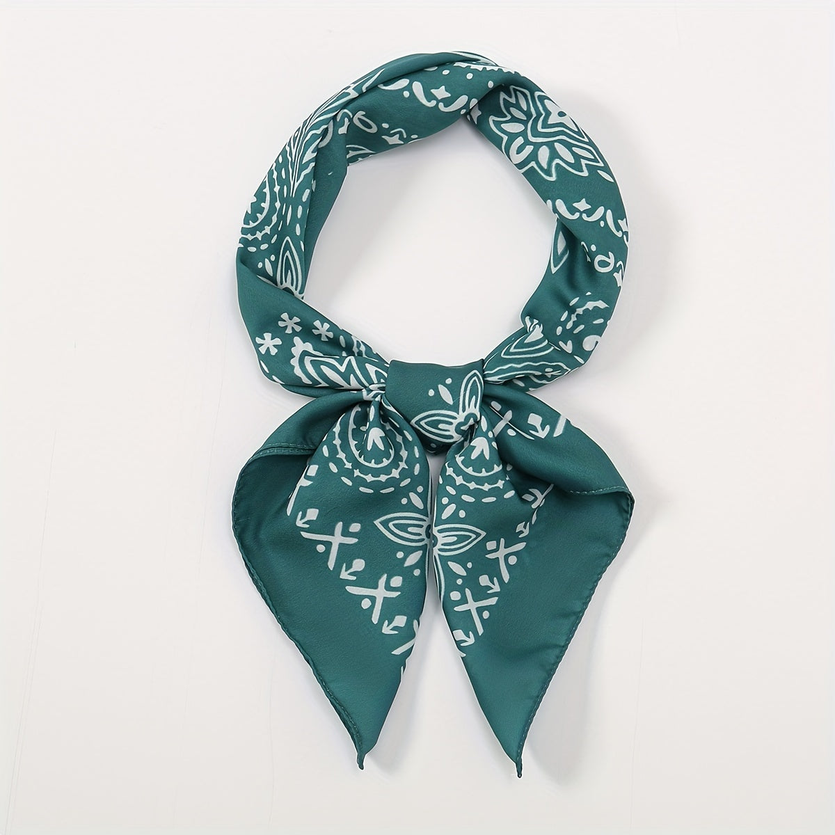 Green Paisley Print Bandana Satin Square Scarf Boho Shawl