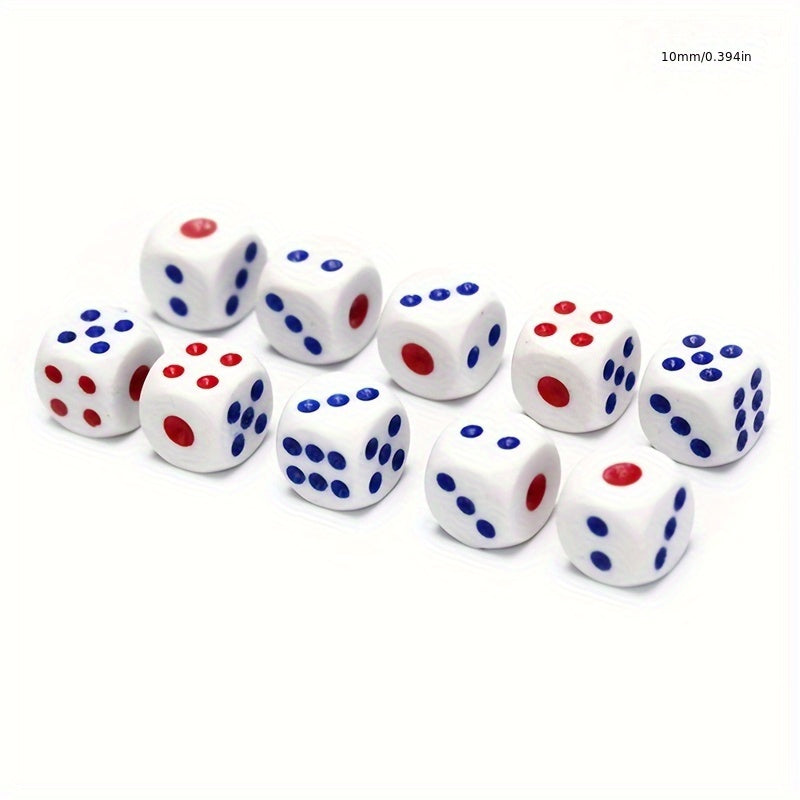 10pcs 10mm D6 Dice Square Opaque Portable Table Games Tool