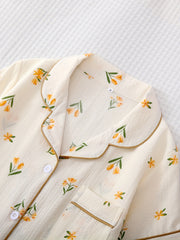 Floral Print Pajama Set Short Sleeve Top & Shorts Women's Sleepwear