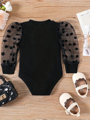Baby Girl Polka Dot Mesh Sleeve Jumpsuit