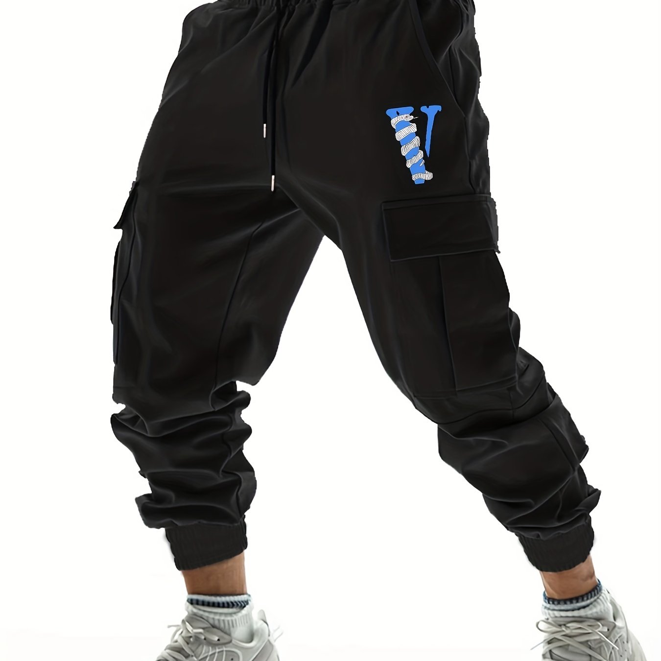 Snake Pattern V Letter Print Cargo Pants