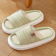Women's Linen Slippers Platform Slide Sandals