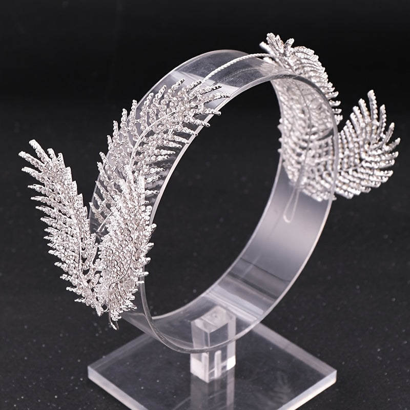 Rhinestone Feather Crown Hairband Bridal Wedding Party Favor