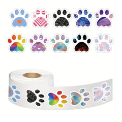 500PCS Animals Paw Print Sticker Roll Cat Dog Animals Paw Print Stickers