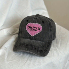 Adjustable Cotton Mens Peaked Cap with Love Embroidered