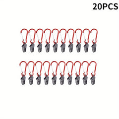 20pcs Windproof Tent Awning Clamp with Carabiner Hook for Outdoor Camping