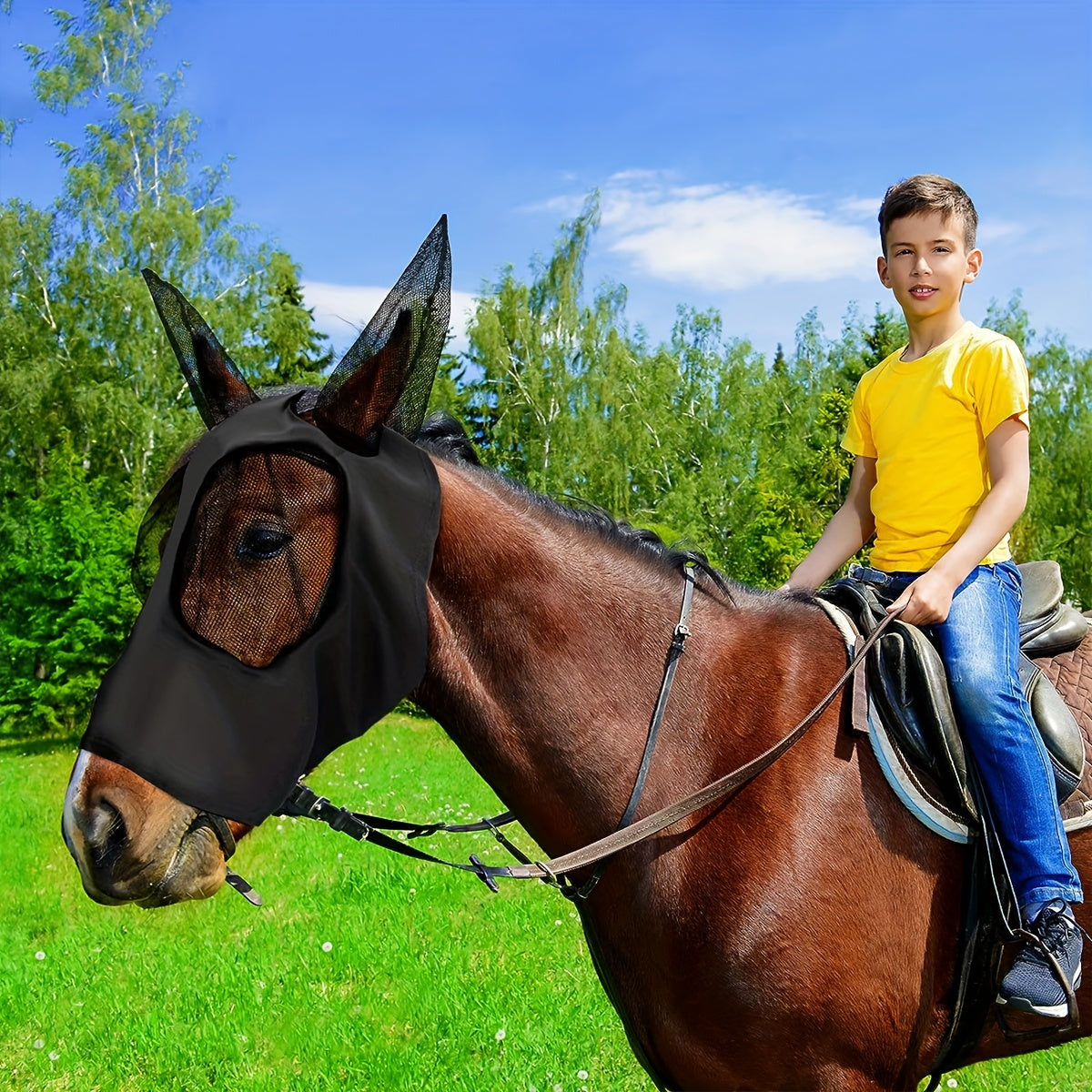 Horse Fly Mask with Ears UV Protection
