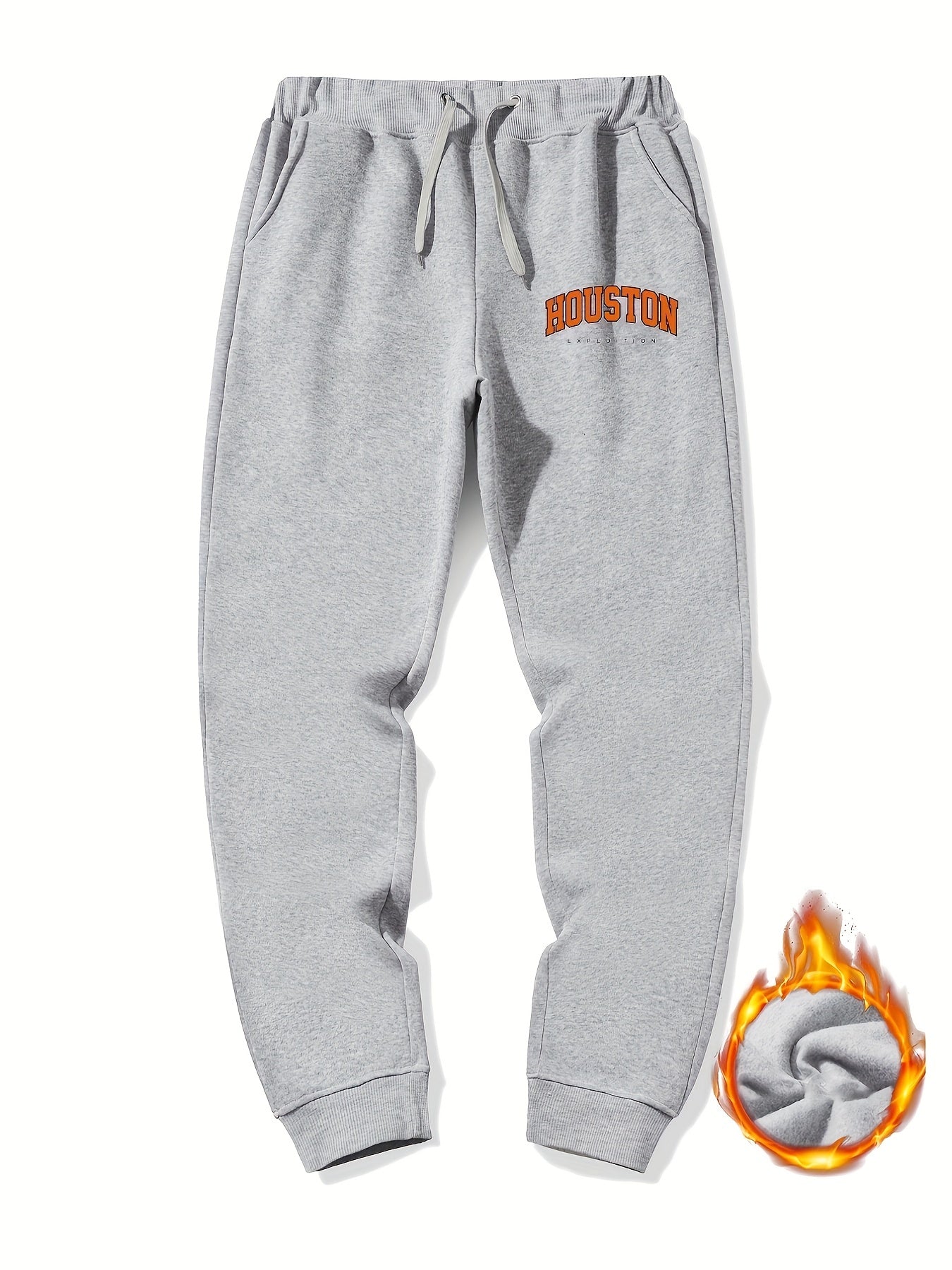 Houston Letter Print Casual Graphic Drawstring Joggers Men s Sweatpants