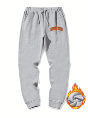 Houston Letter Print Casual Graphic Drawstring Joggers Men s Sweatpants