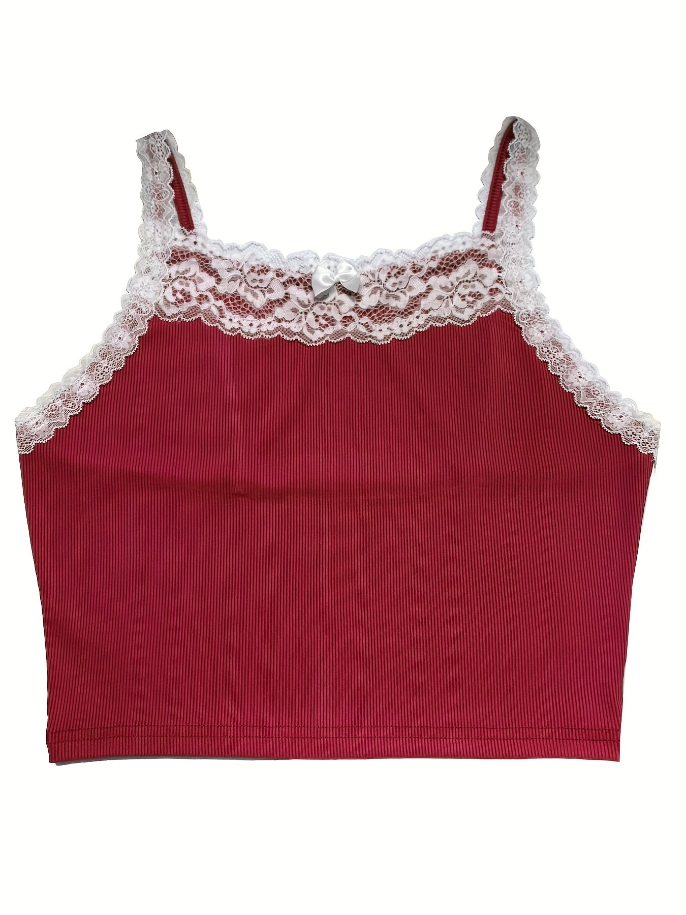 Lace Trim Cami Top with Bow Tie
