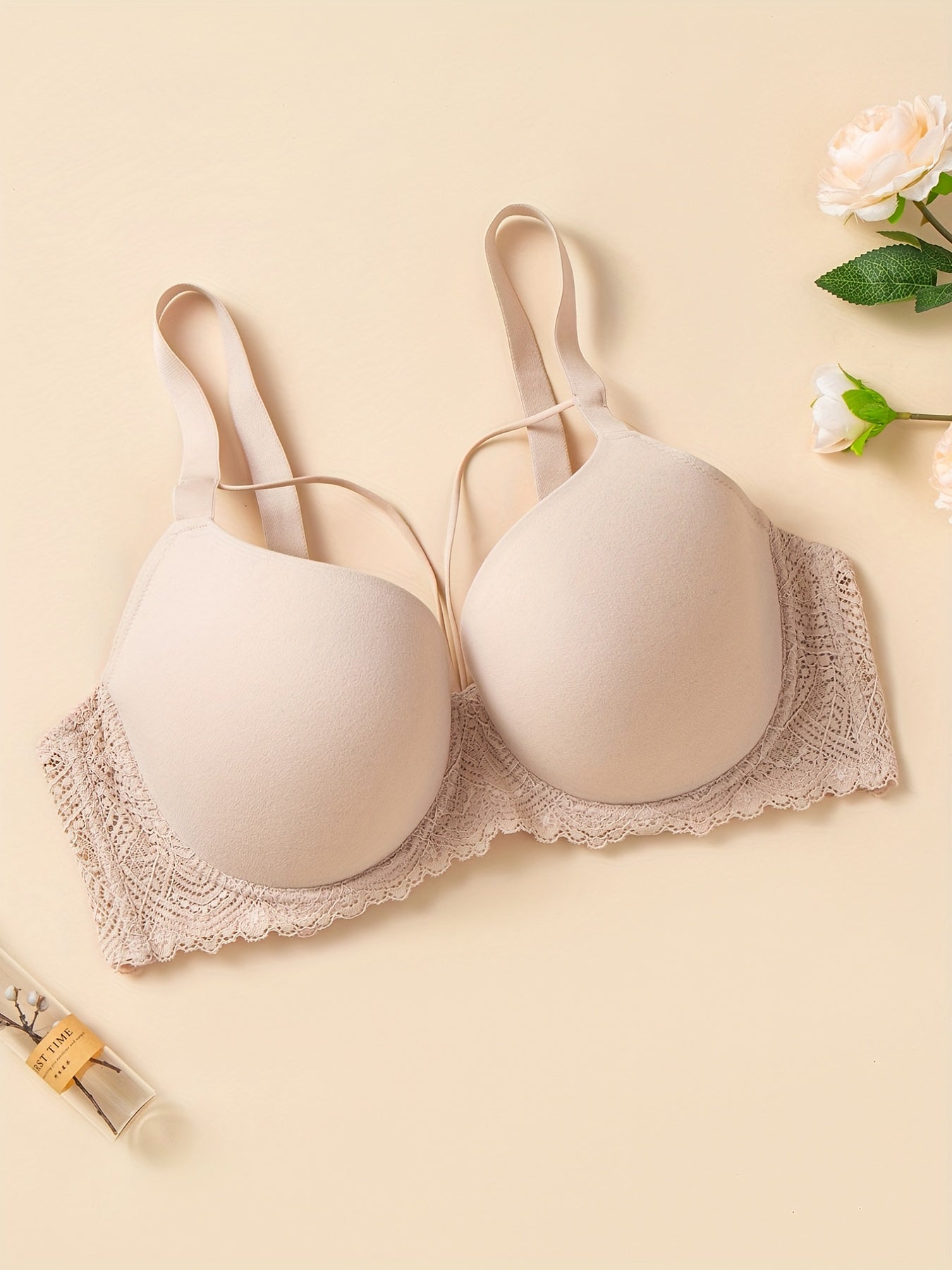 Sexy Bra Solid Lace Molded Cup High Stretch Comfort Bra