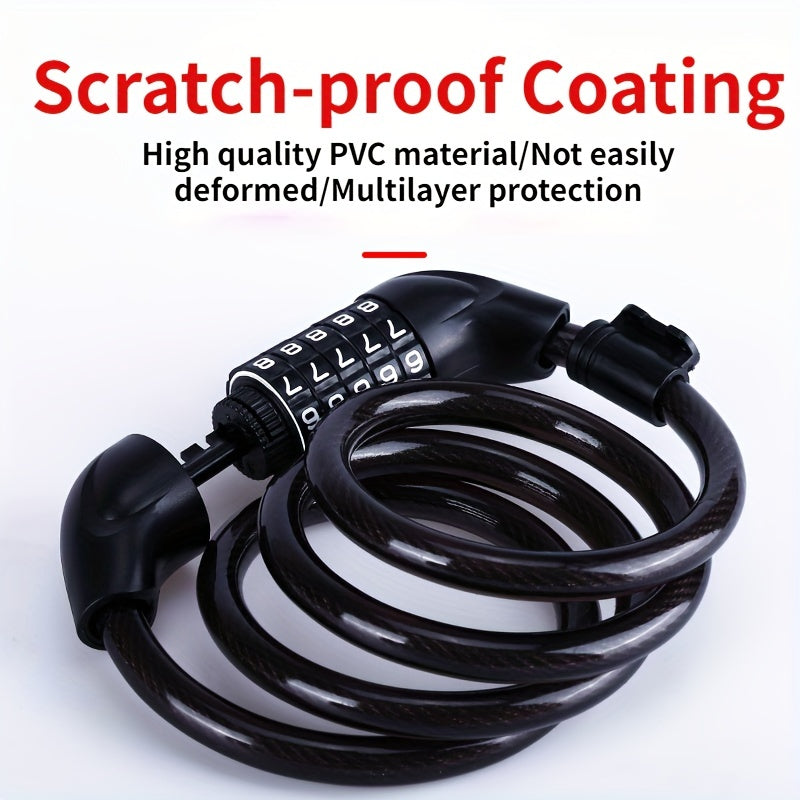 4 Digit Combo Lock Anti thief Cable Code High PVC Material Convenient