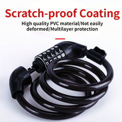 4 Digit Combo Lock Anti thief Cable Code High PVC Material Convenient