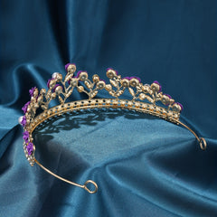 Purple Flower Headband Faux Pearl Princess Crown Head Jewelry
